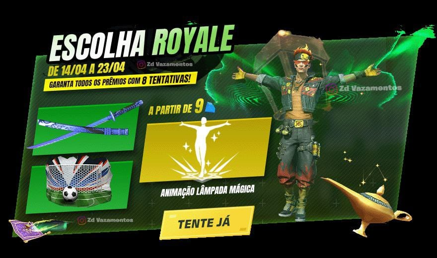 Escolha Royale Free Fire Como Conseguir a Animação Lâmpada Mágica