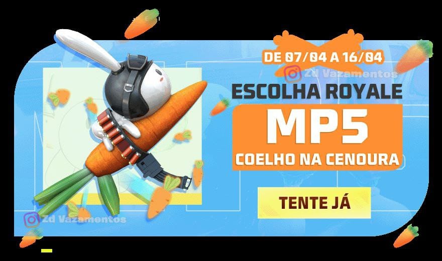 Escolha Royale Free Fire Como Conseguir o MP5 Coelho na Cenoura