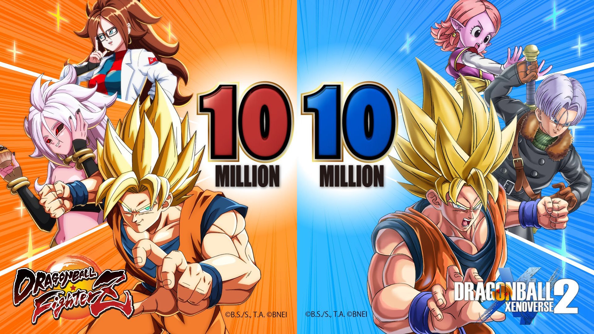 Dragon Ball FighterZ e Dragon Ball Xenoverse 2 vendas 10 milhões unidades cada