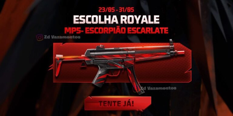 Escolha Royale Free Fire MP5 Escorpião Escarlate
