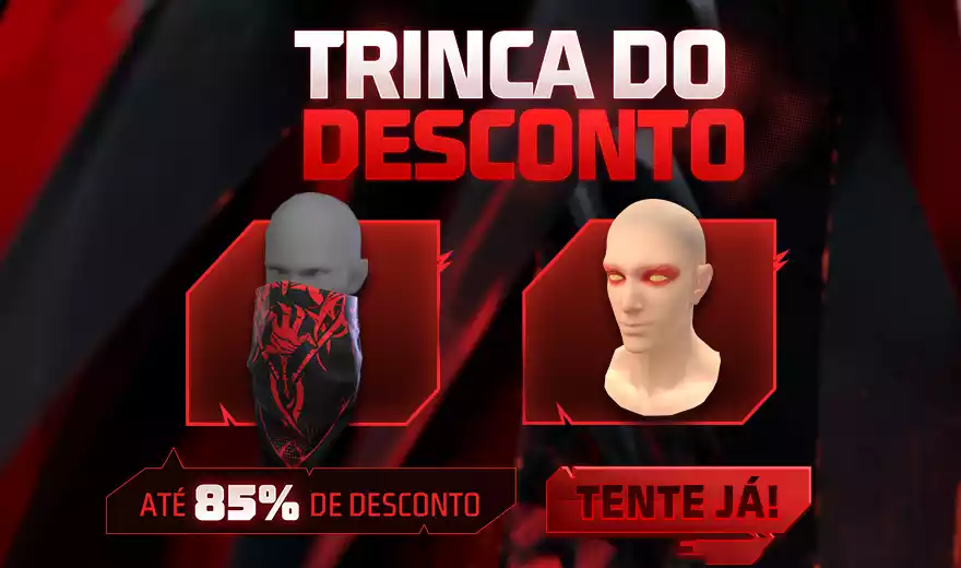 Trinca do Desconto Free Fire Pegue a Maquiagem e Bandana Escorpião Escarlate