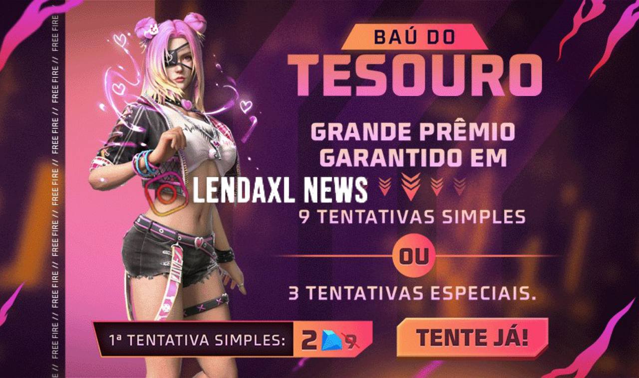 Baú do Tesouro Free Fire Conjunto Xodó Junho 2023