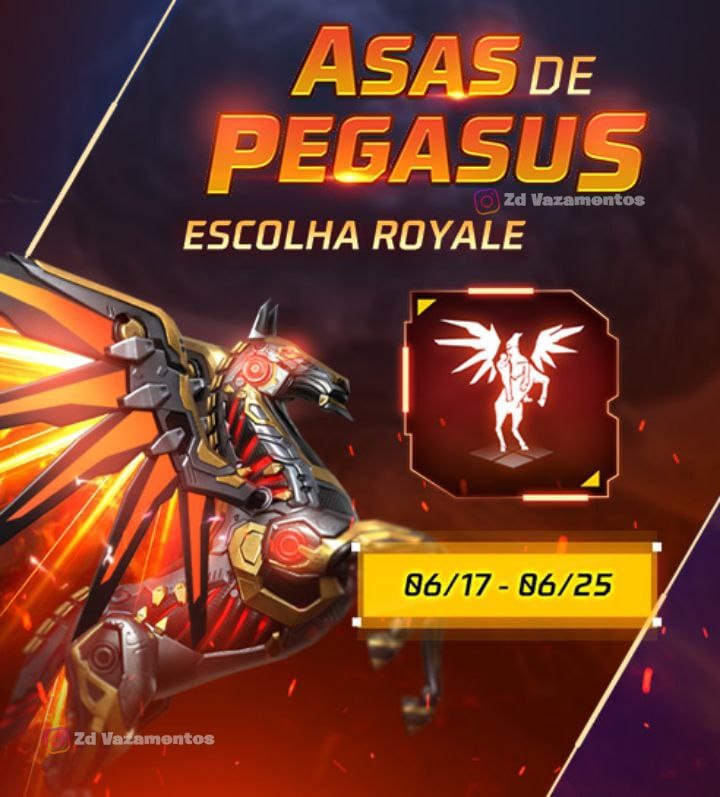 Escolha Royale Free Fire Asas de Pegasus
