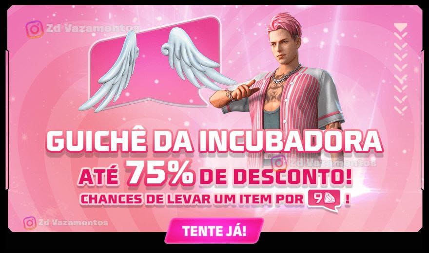 Guichê da Incubadora Free Fire Conjunto Rosinha Mochila Querubim
