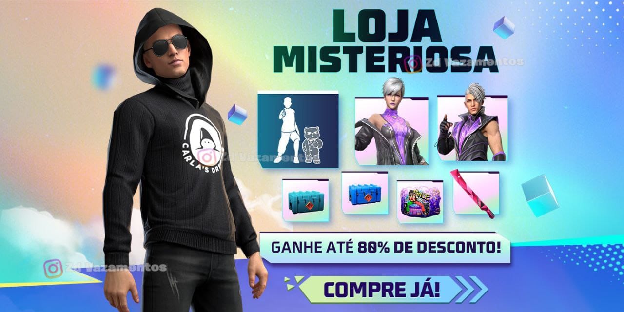 Loja Misteriosa Free Fire Conjunto Sonhos de Carla e Emote Caminhadinha
