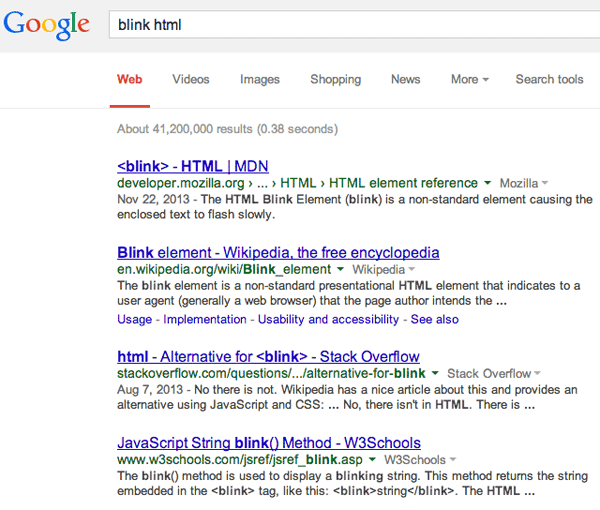 Blink HTML melhores easter eggs google