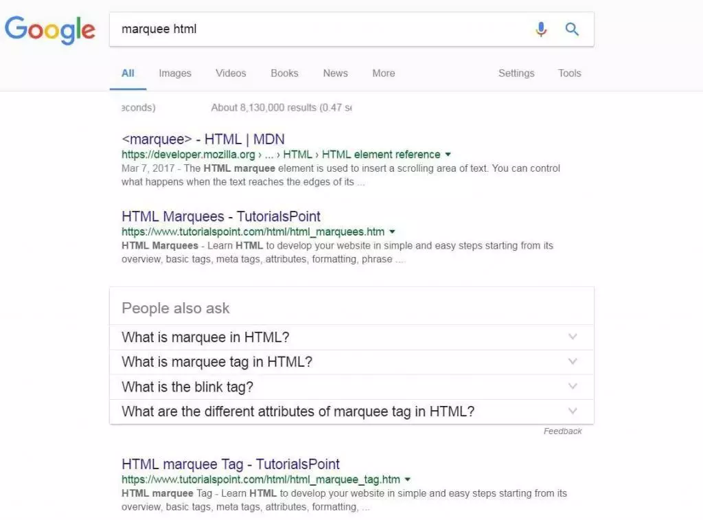 Marquee HTML melhores easter eggs google