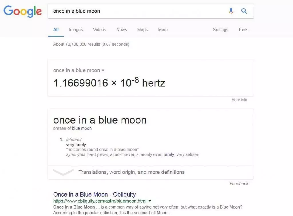 Once In A Blue Moon melhores easter eggs google