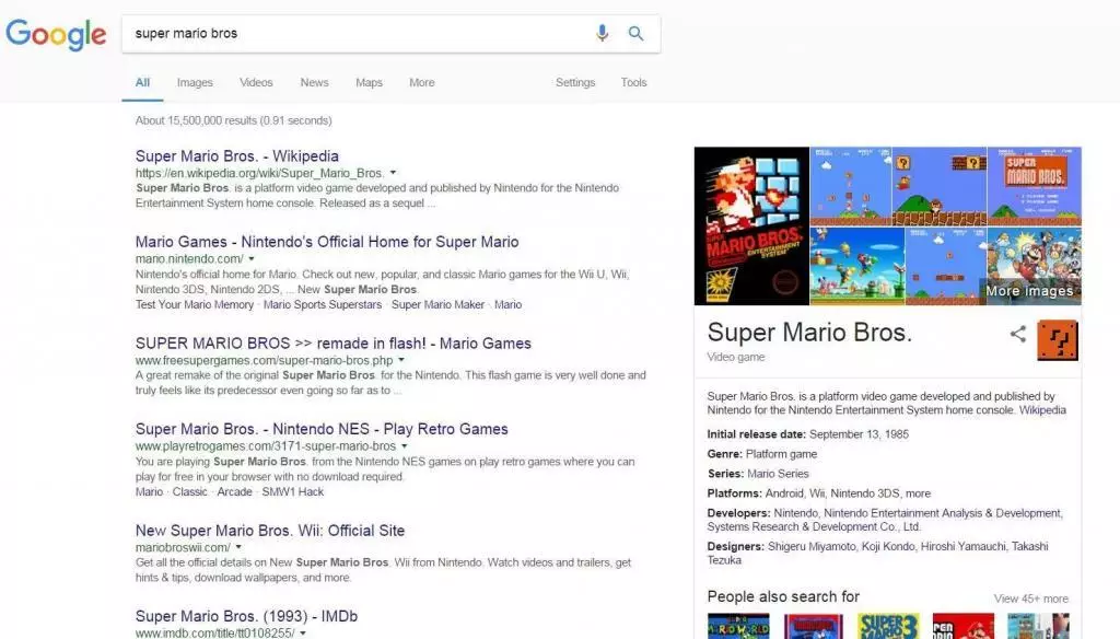 Super Mario Bros melhores easter eggs google