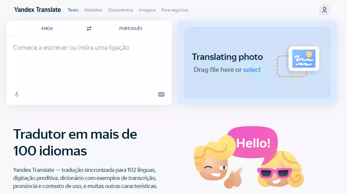 Yandex Translate tradutor emoji