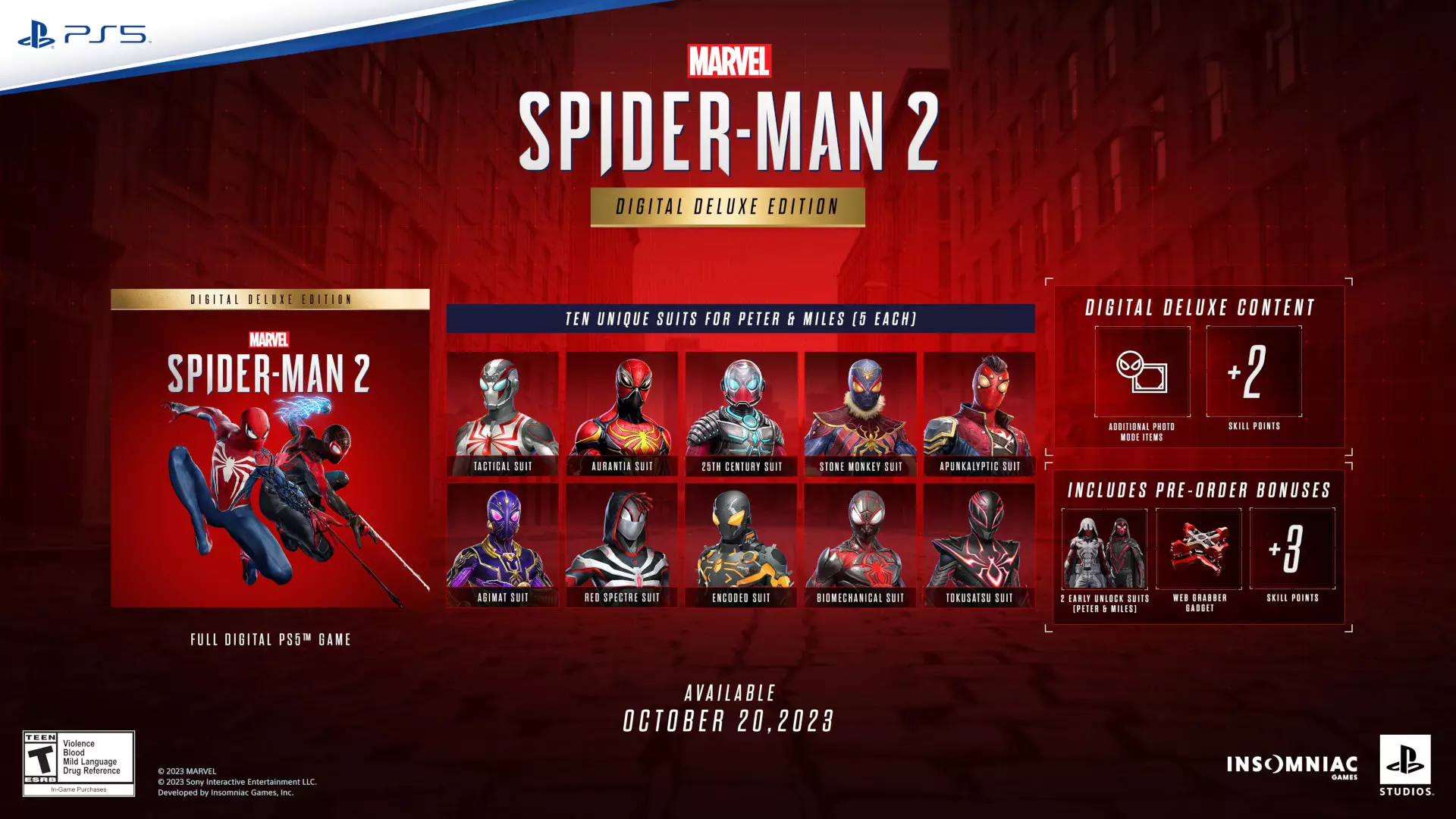 Marvel’s Spider Man 2 Digital Deluxe Edition trailer detalhes
