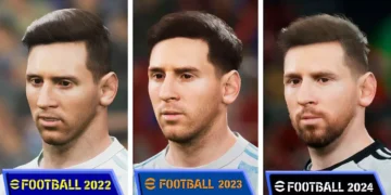 eFootball 2022 2023 2024 comparação gráfica