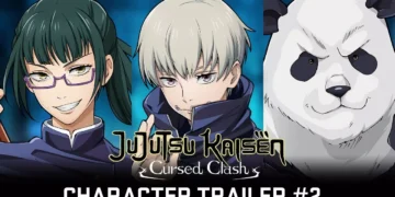 Jujutsu Kaisen Cursed Clash trailer personagens Maki Zenin, Toge Inumaki Panda