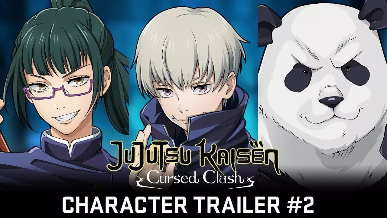Jujutsu Kaisen Cursed Clash trailer personagens Maki Zenin, Toge Inumaki Panda