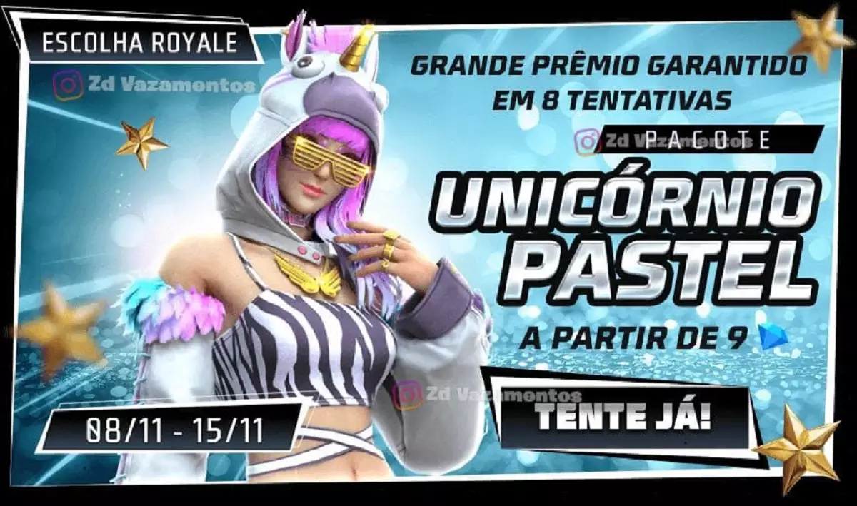 Escolha Royale Free Fire Conjunto Unicórnio Pastel