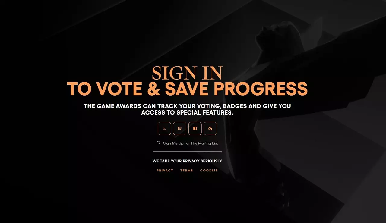 Fazendo Login Site The Game Awards