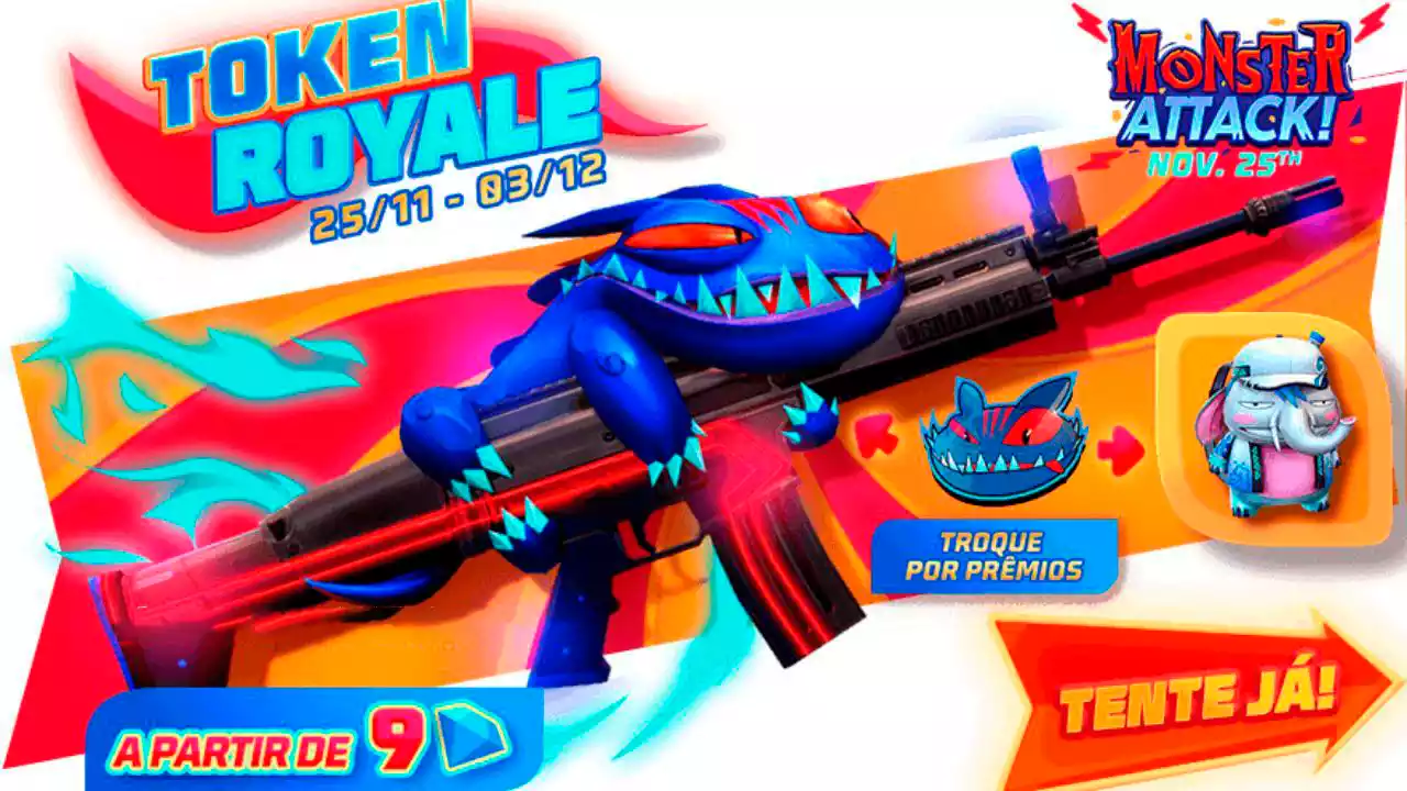 Token Royale Free Fire skin SCAR Monstruoso