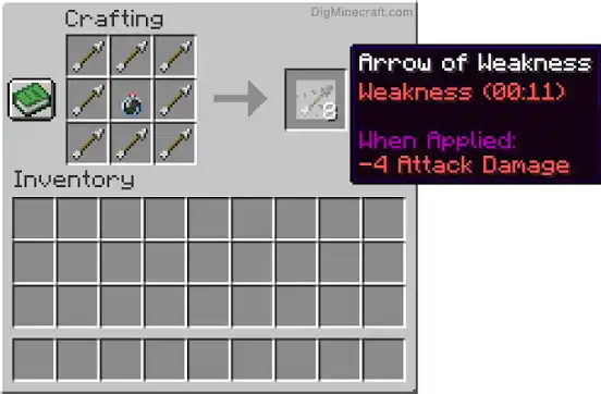 receita Flecha de Fraqueza minecraft receita Flecha de Fraqueza minecraft