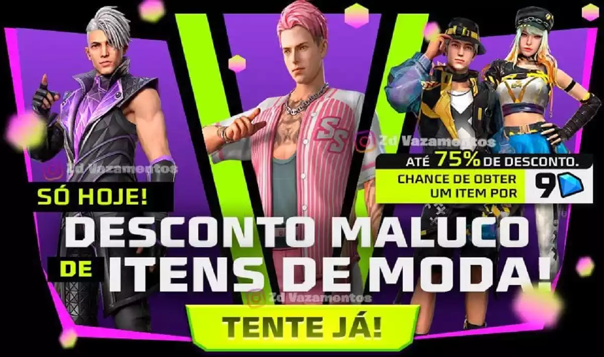 Desconto Maluco Free Fire Ganhe o Conjunto Rosinha, Conjunto Dom Elétrico e Dama Elétrica
