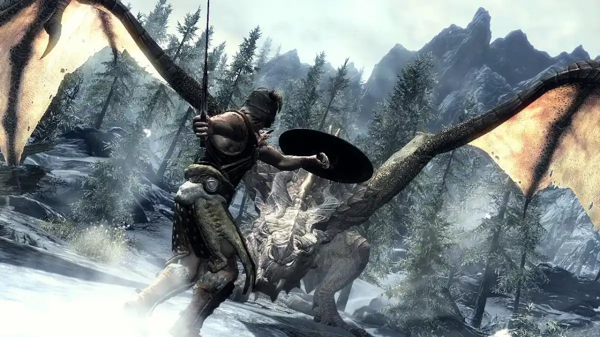 The Elder Scrolls V Skyrim dragonborn contra dragao The Elder Scrolls V Skyrim dragonborn contra dragao
