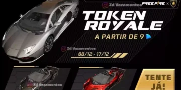 Token Royale Free Fire skins Lamborghini Prata Preta Vermelha