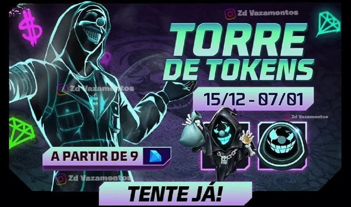 Garena Free Fire - Agora a Torre de Tokens tá 🔝 com o Pacote Top