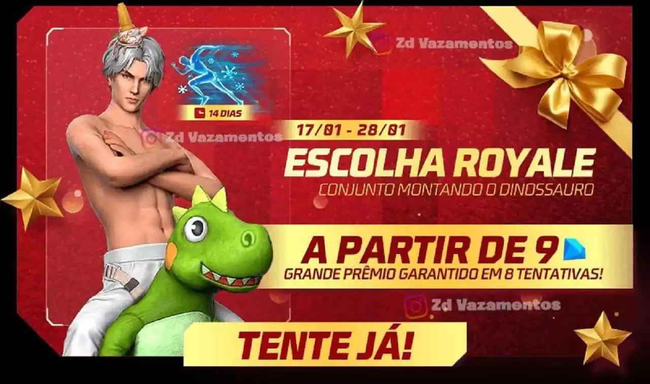 Escolha Royale Free Fire Conjunto Montando no Dinossauro