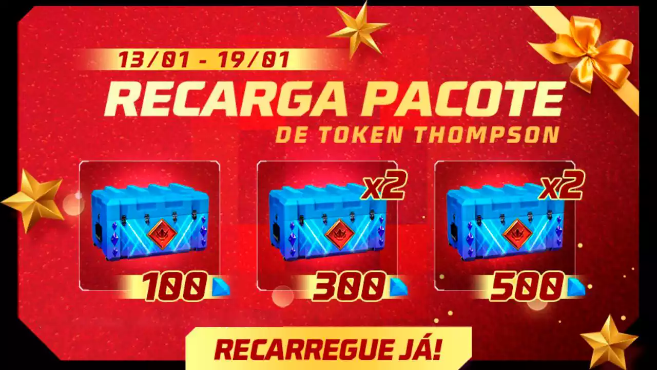 Evento de Recarga Free Fire Caixas Token Gargula