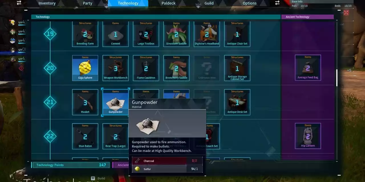 Palworld Como conseguir Pólvora