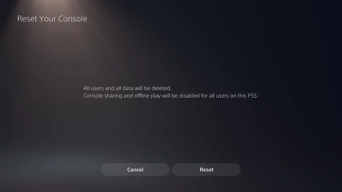 tela reset ps5 fabrica tela reset ps5 fabrica