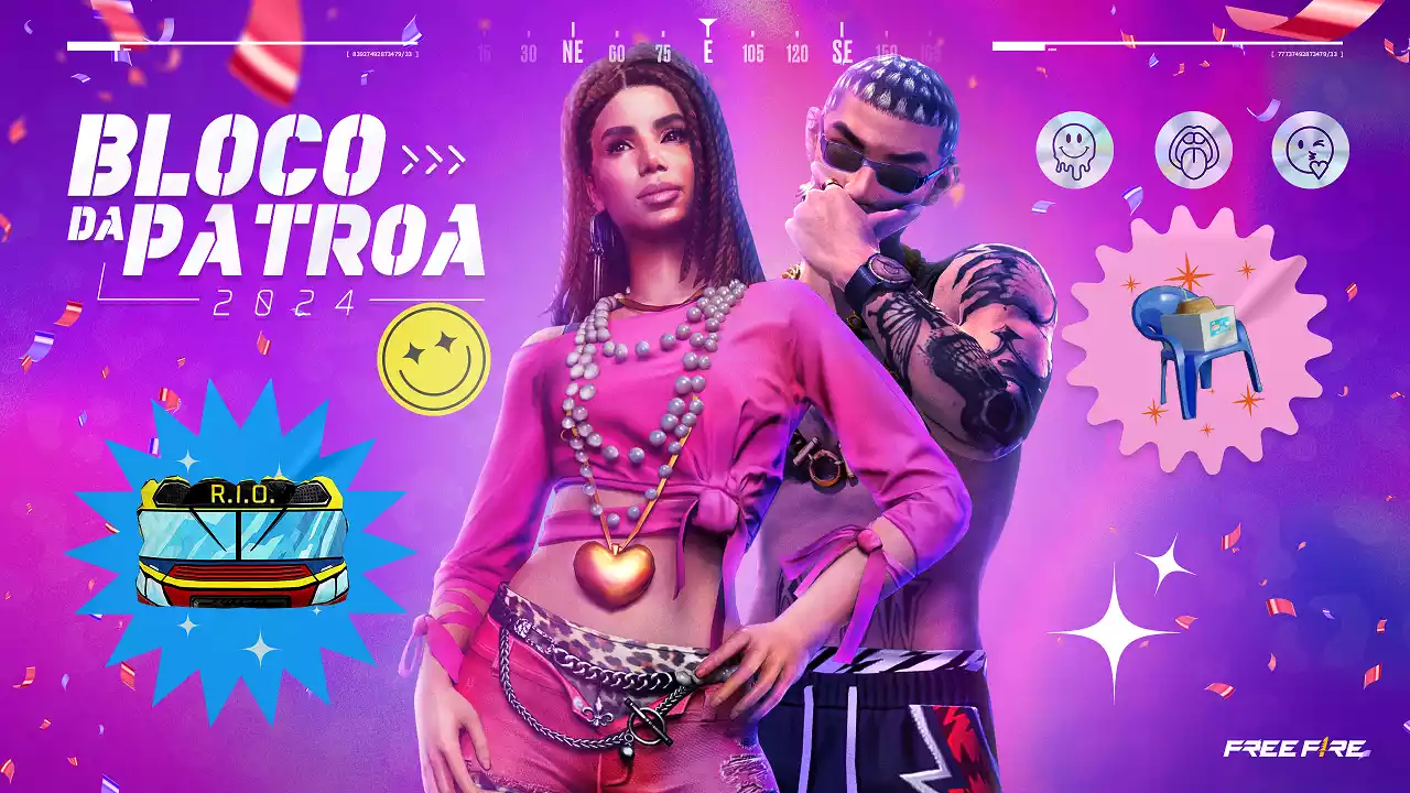 CarnaCaos no Free Fire Evento Bloco da Patroa promete novas skins de Carnaval