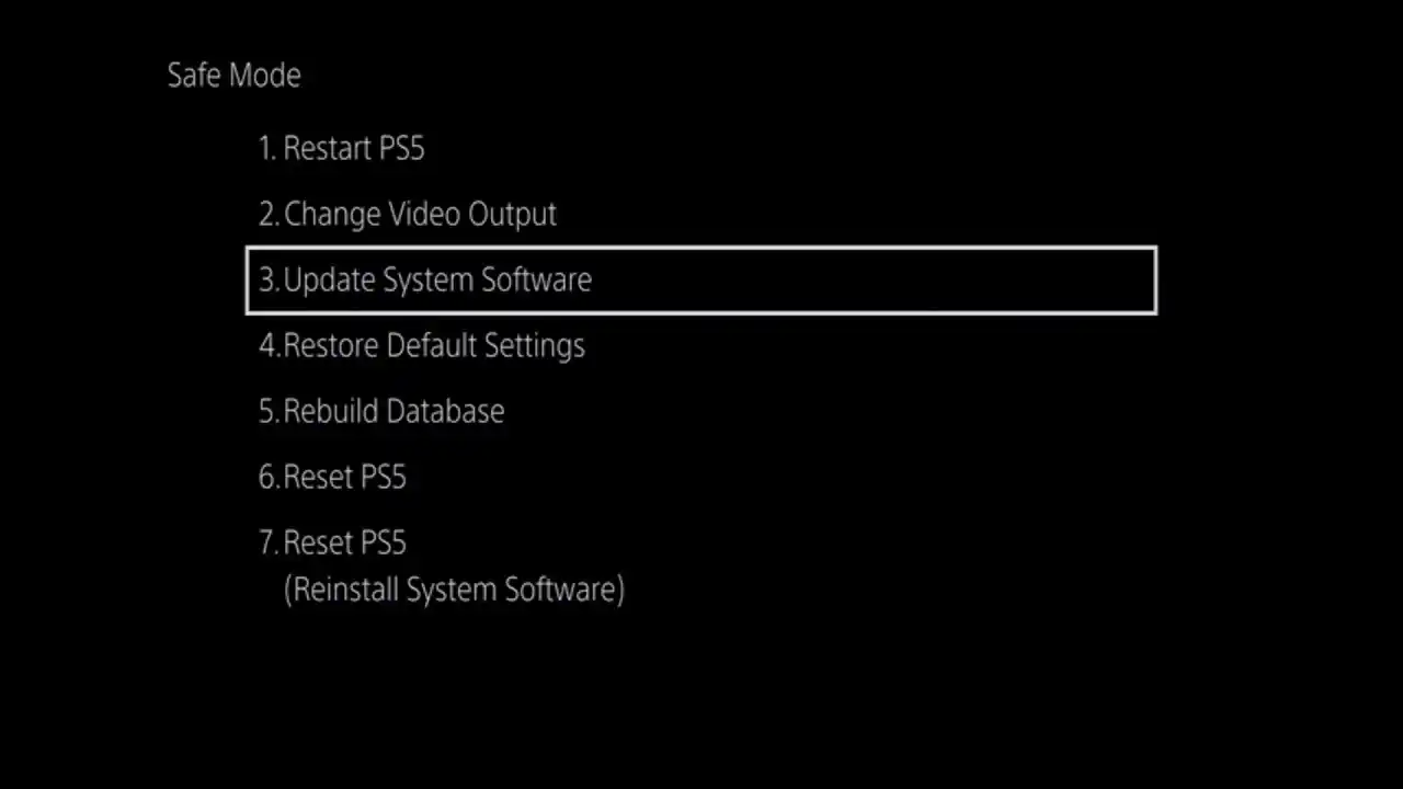 PS5 Modo Segurança PS5 Modo Segurança