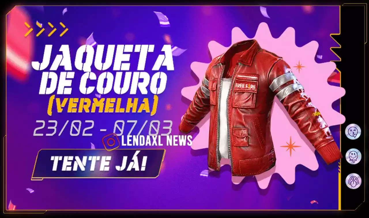 Token Royale Free Fire Jaqueta de Couro Vermelha