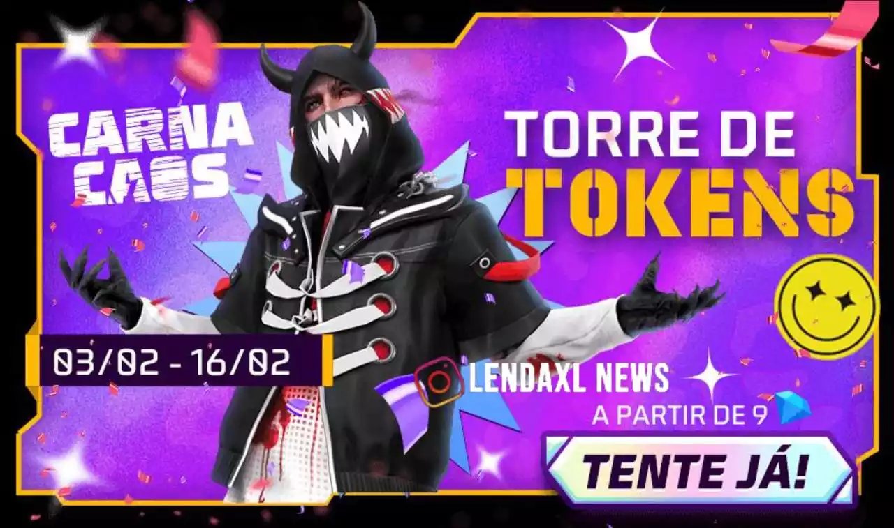 Torre de Tokens Free Fire Conjunto Demônio Interior Fevereiro 2024