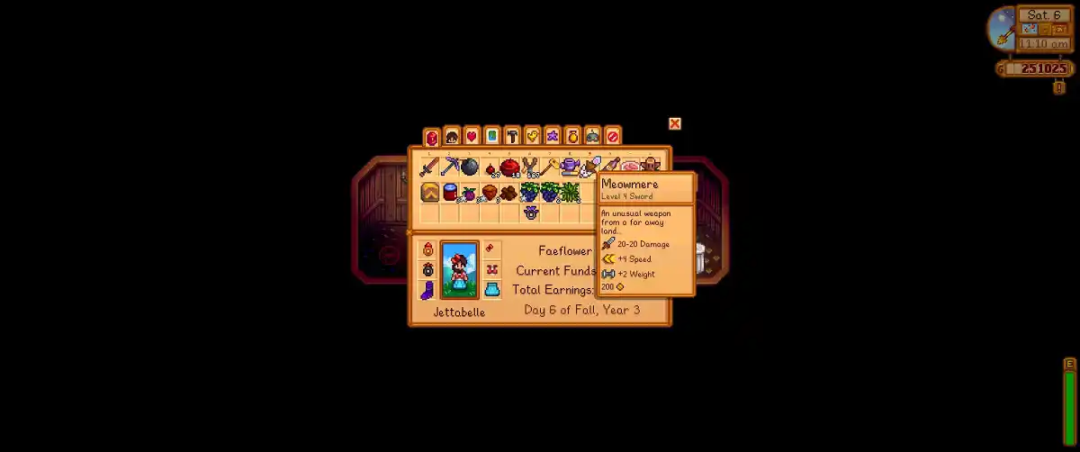 Espada Meowmere Stardew Valley Menu Espada Meowmere Stardew Valley Menu
