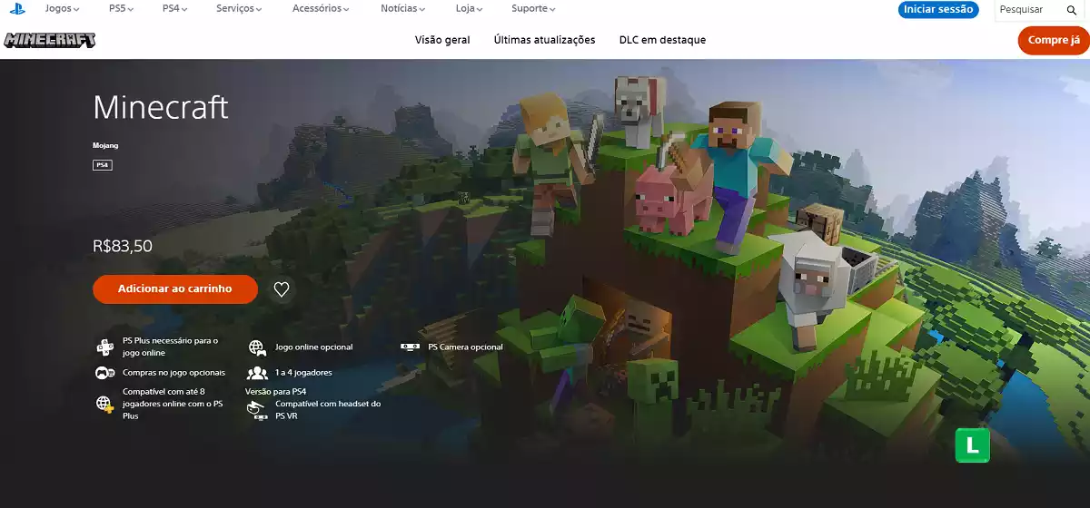 Minecraft PS Store Como Jogar