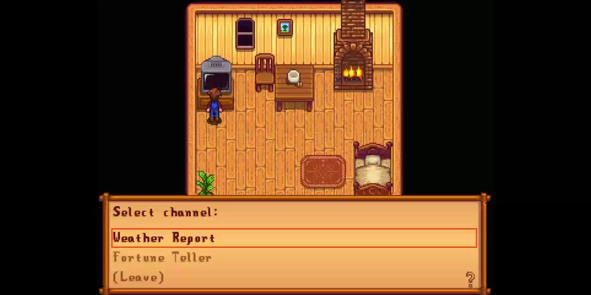 Assistindo televisão Stardew Valley