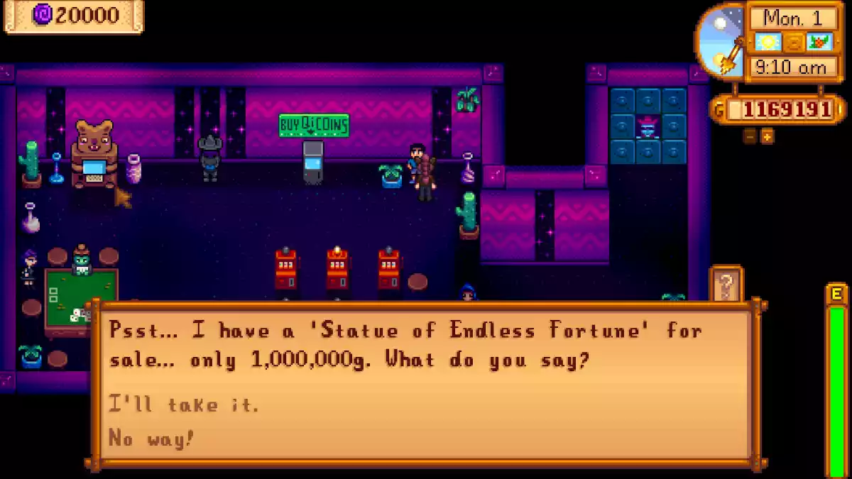 Como desbloquear a Estátua da Riqueza Eterna em Stardew Valley Cassino