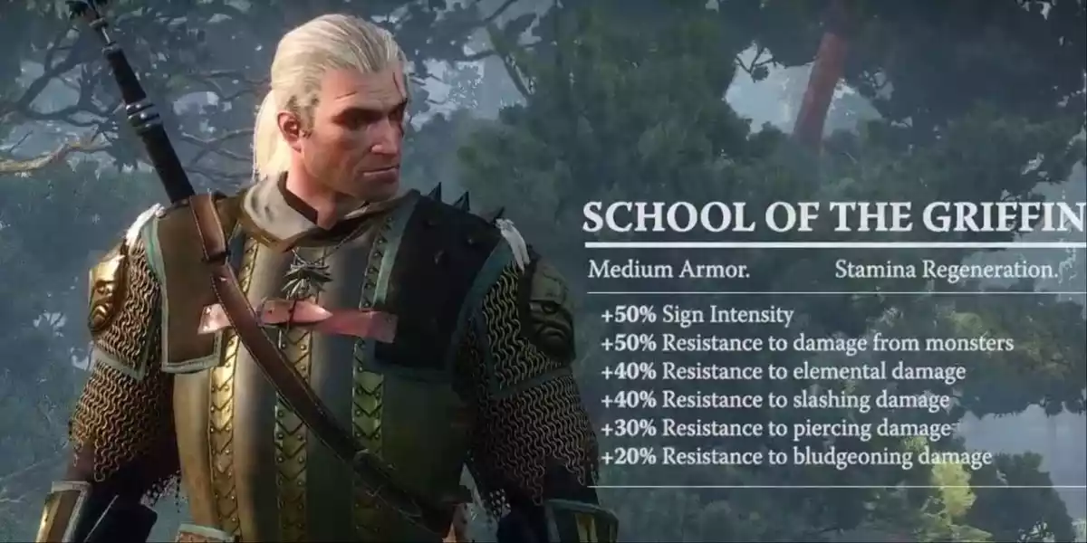 Conjunto de Armadura da Escola do Grifo The Witcher 3