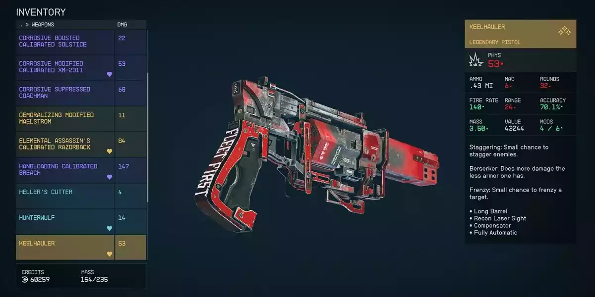 Keelhauler (Pistola) Melhores Armas Starfield