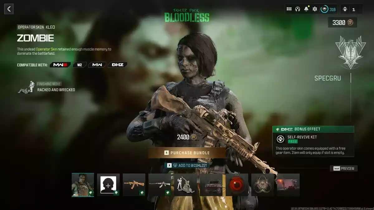 call of duty warzone female operator skin zombie 12