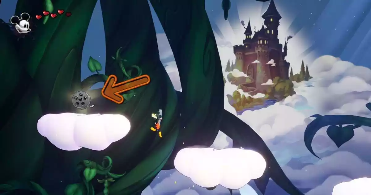 disney epic mickey showing record tape in a side scrolling level4