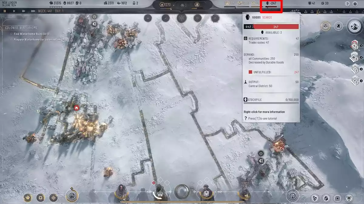 frostpunk 2 capacidade bens