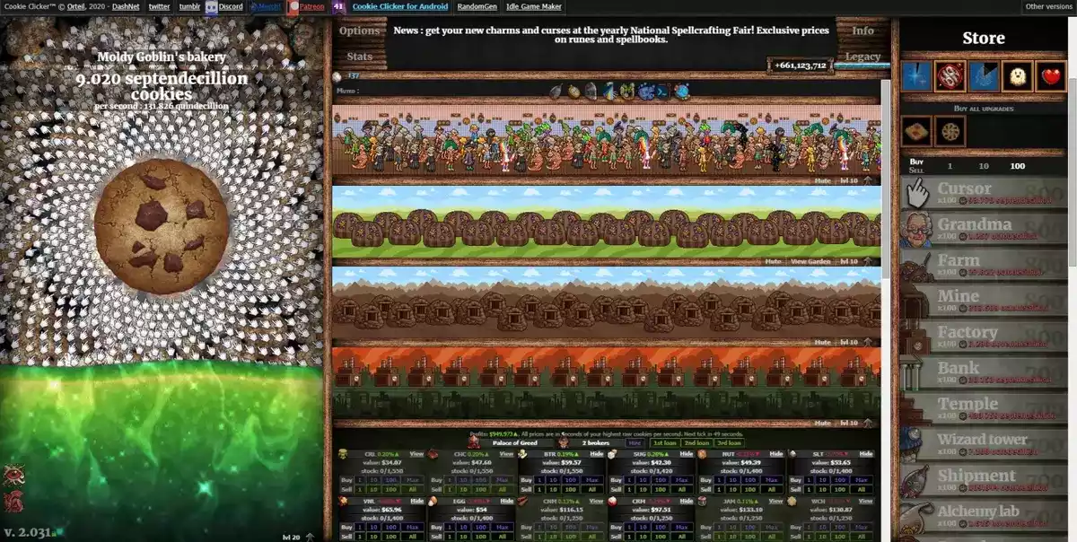 Cookie Clicker jogo idle ocioso incremental