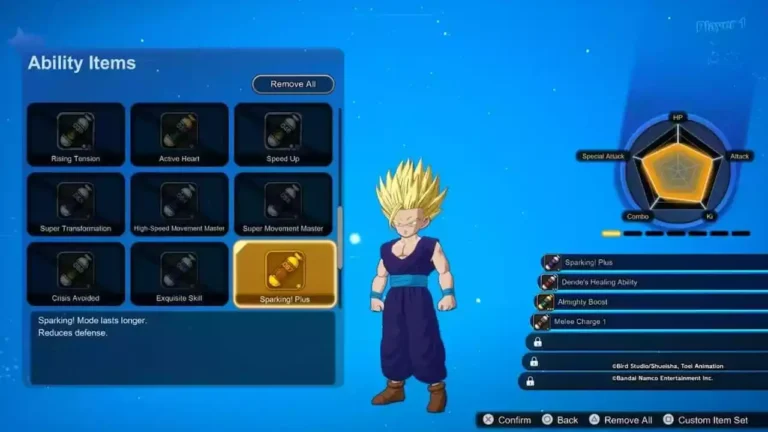 Dragon Ball Sparking Zero Todos os Itens de Habilidade e seus Efeitos