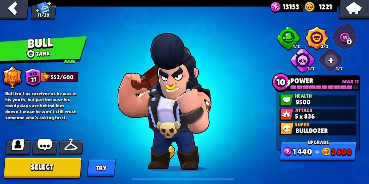 bull brawl stars brawler raro