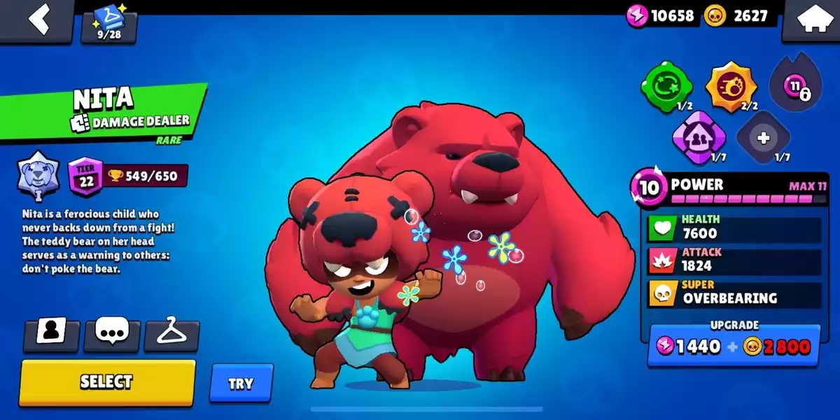 nita brawl stars brawler raro