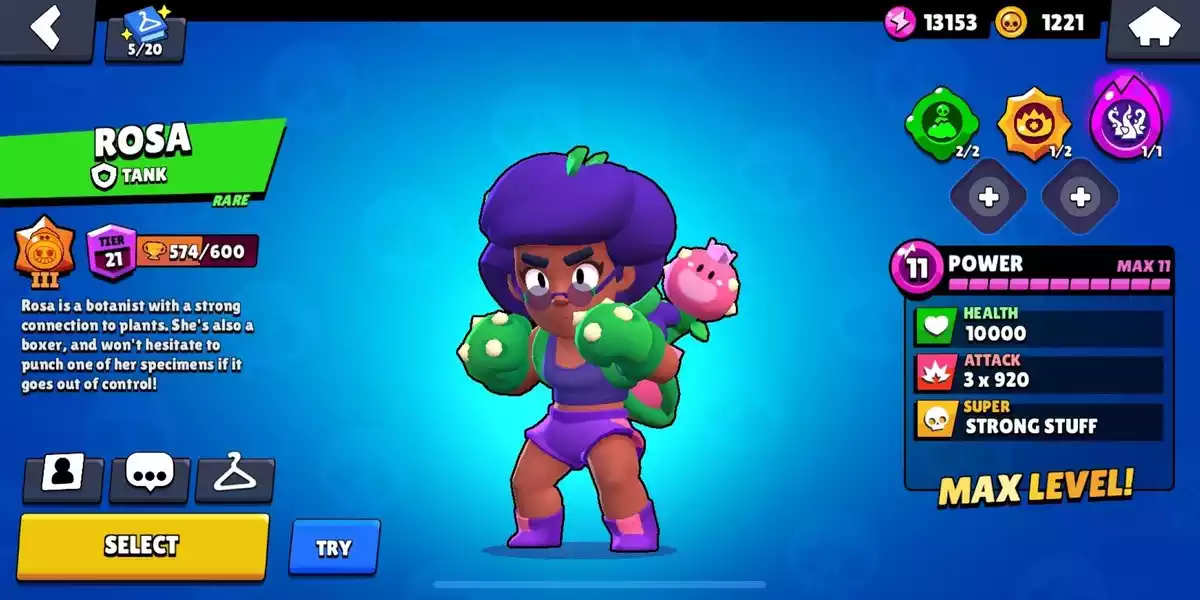 rosa brawl stars brawler raro