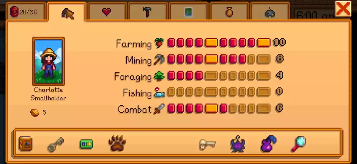 Pontos de experiência Coleta Stardew Valley