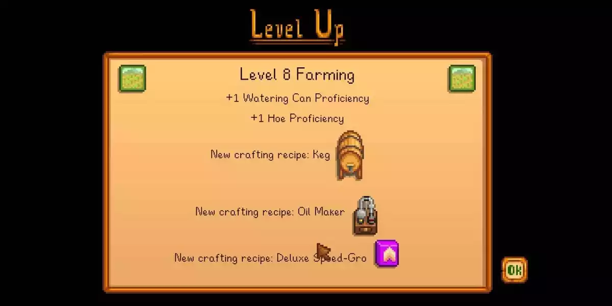 Stardew Oil Maker recipe screen